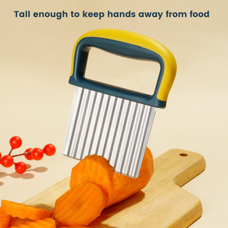 Crinkle Cutter Knife, Potatoes Crinkle Fry Cut and Vegetable Cutter for Veggies, Stainless Steel Carrot Slicer?Yellow? - NewNest Australia