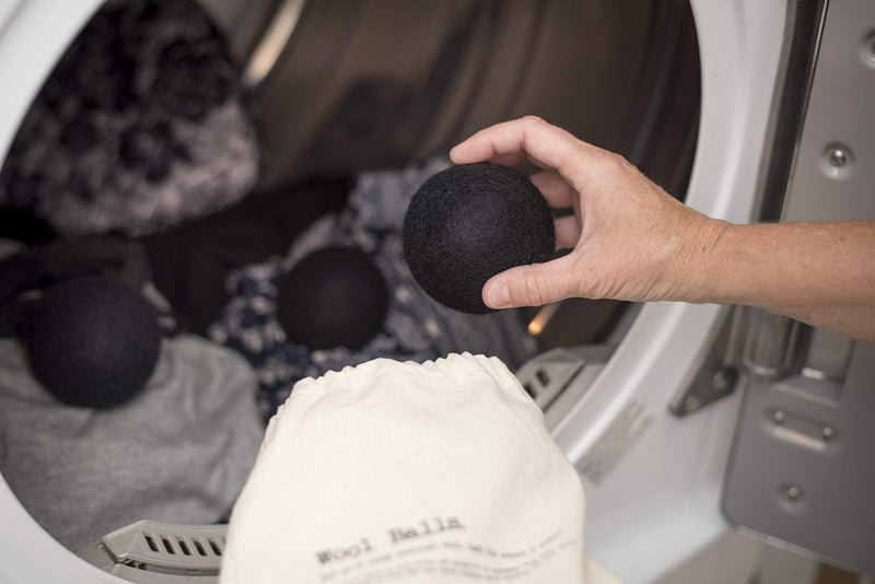 Molly's Suds Wool Dryer Balls | XL, Premium Organic Fabric Softener, Hypoallergenic, Hand-Felted, Reusable, Reduce Drying Time | Black, Set of 6 - NewNest Australia