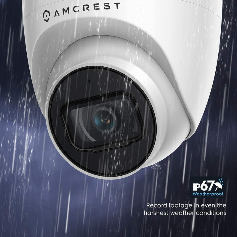 Amcrest 5MP UltraHD Outdoor Security IP Turret PoE Camera with Mic/Audio, 5-Megapixel, 98ft NightVision, 2.8mm Lens, IP67 Weatherproof, MicroSD Recording (256GB), White (IP5M-T1179EW-28MM) - NewNest Australia