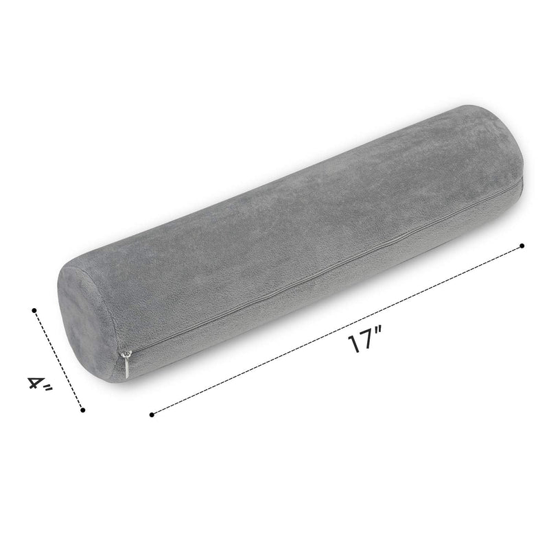 Cervical Neck Roll Memory Foam Pillow, Bolster Pillow, Round Neck Pillows Support for Sleeping | Bolster Pillow for Bed, Legs, Back and Yoga Grey - NewNest Australia