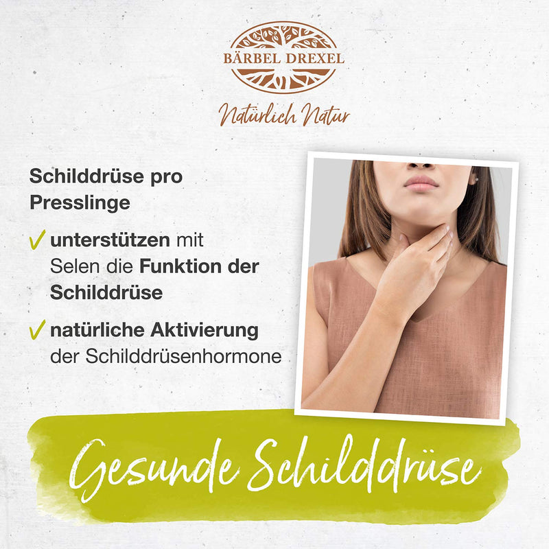 Thyroid tablets with selenium 100µg + vitamin D3 + verbena + lemon balm + alfalfa (125 pieces) 100% natural production in Germany, selenium yeast, metabolism, thyroid Pro BÄRBEL DREXEL® - NewNest Australia