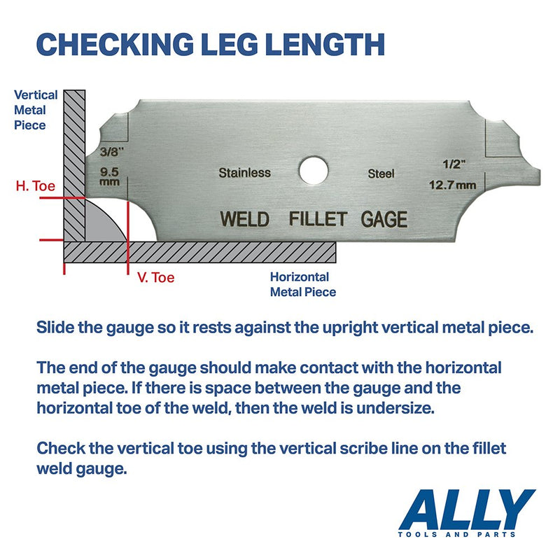 Ally Tools 7 Piece Fillet Welding Inspection Gauge Set Includes Leather Case - (1/8" - 1") Ulnar Metric & Inch - Perfect for Checking Leg Length and Throat Thickness for Professional Welders - NewNest Australia