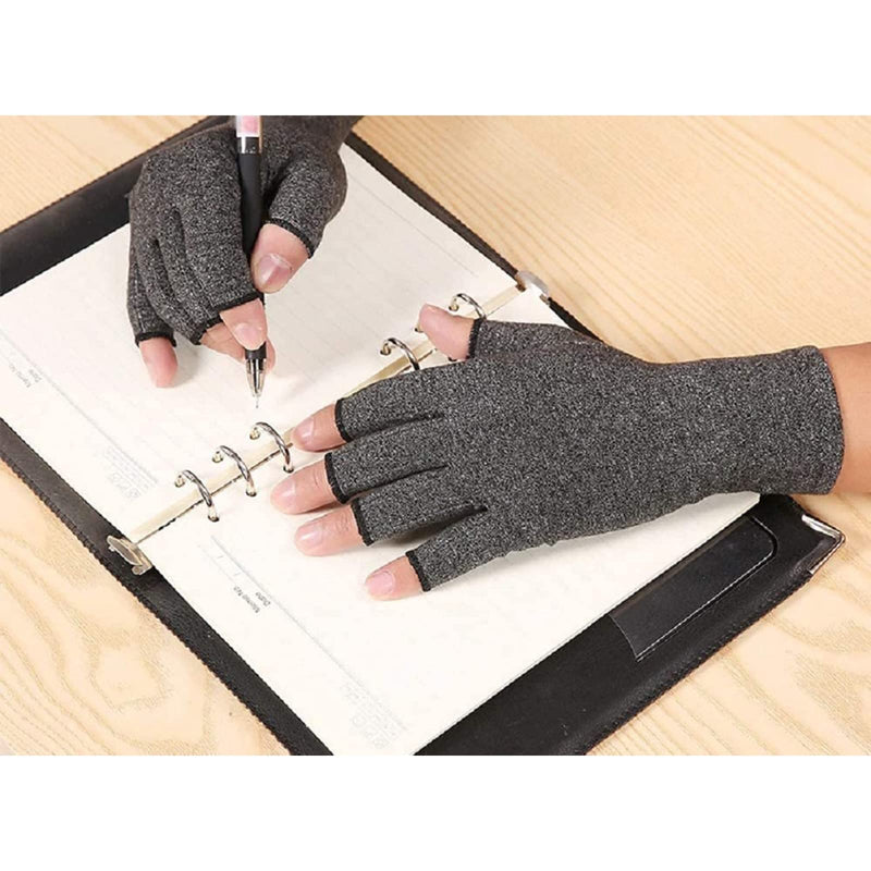 VITTO Anti-Arthritis Gloves Women & Men with Grips - Compression Gloves for Arthritis Pain Relief, Carpal Tunnel, Injuries - Fingerless Gloves for Women & Fingerless Gloves for Men (Large, Grey) L - NewNest Australia