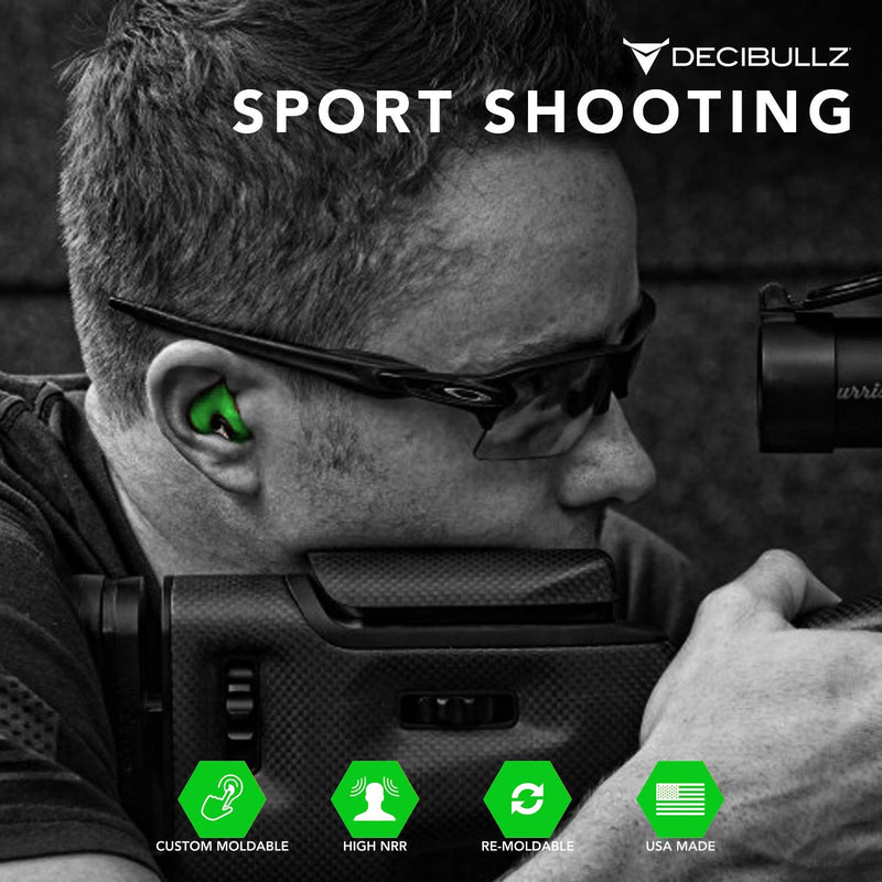 Decibullz - Custom Molded Earplugs, 31dB Highest NRR, Comfortable Hearing Protection for Shooting, Travel, Work and Concerts Green - NewNest Australia