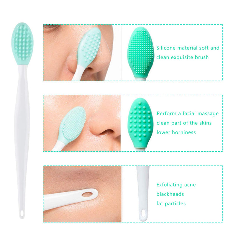 OBSCYON 4 Pcs Manual Silicone Face Scrubber Facial Cleansing Brush,1 Pcs Silicone Exfoliating Lip Brush Nose Cleaning Brush and 1 Pcs Face Mask Brush for Facial Skin Care - NewNest Australia
