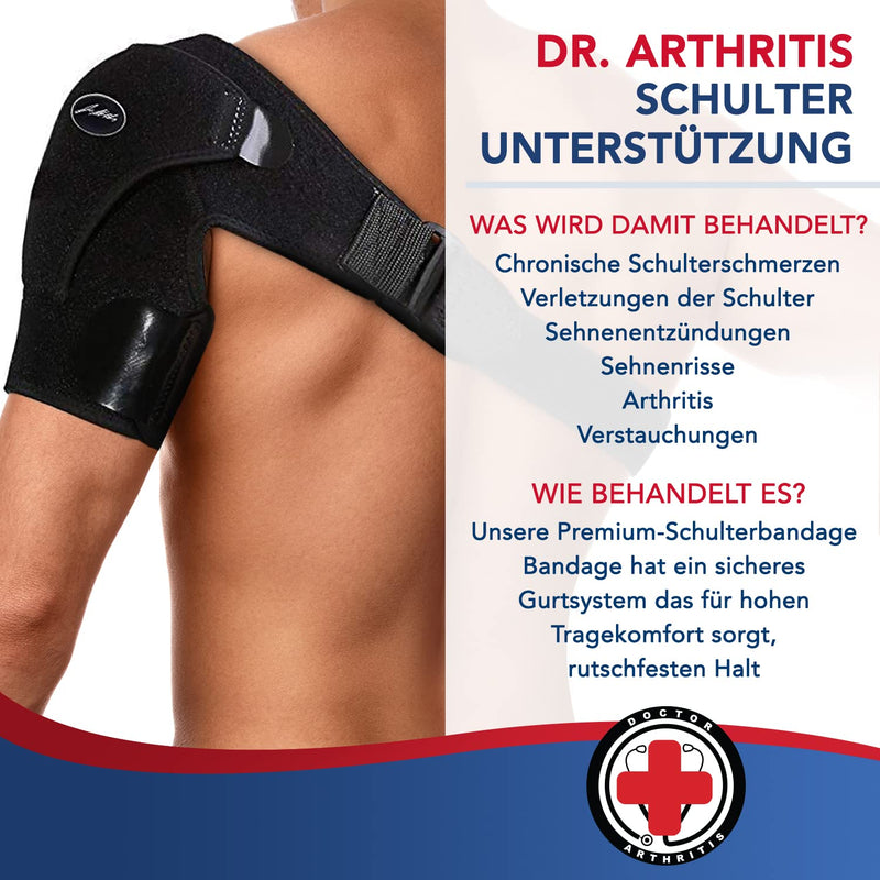 Dr. Arthritis Doctor Designed, Shoulder Support, Adjustable Shoulder Strap, Shoulder Brace Men/Women, Upper Arm Brace for Supporting Shoulder Injuries, [Black, for Left/Right] Black - NewNest Australia