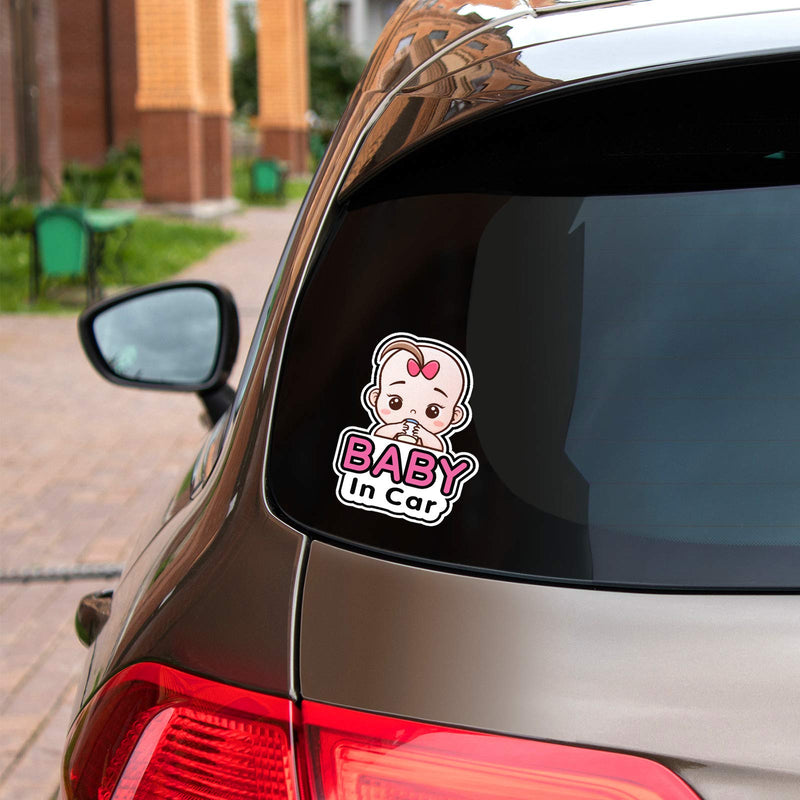 NewNest Australia - 2 Pieces Baby in Car Stickers Sign and Decal for Girl, Baby Car Sticker, Removable Safety Sticker Notice Board, Cute Baby Window Car Sticker, On Board Stickers 