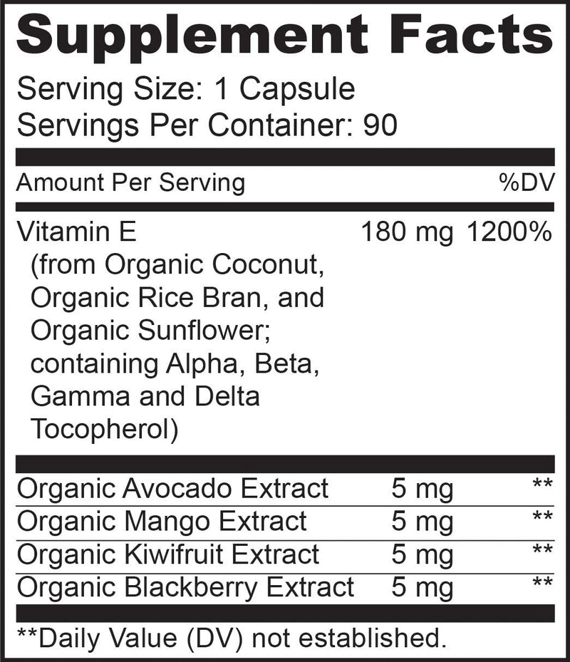 NATURELO Vitamin E - 180 mg (300 IU) of Natural Mixed Tocopherols from Organic Whole Foods - Supplement for Healthy Skin, Hair, Nails, Immune & Eye Health - Non-GMO, Soy Free - 90 Vegan Capsules 90 Count (Pack of 1) - NewNest Australia