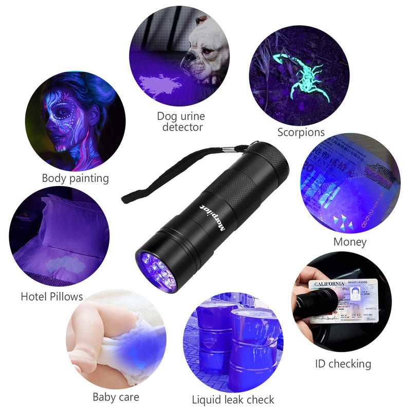 mopilot Black Light, UV Blacklight Flashlights 4 PCS 12 LEDs 395nm Mini UV Flashlight Detector for Pets Urine and Stains - NewNest Australia