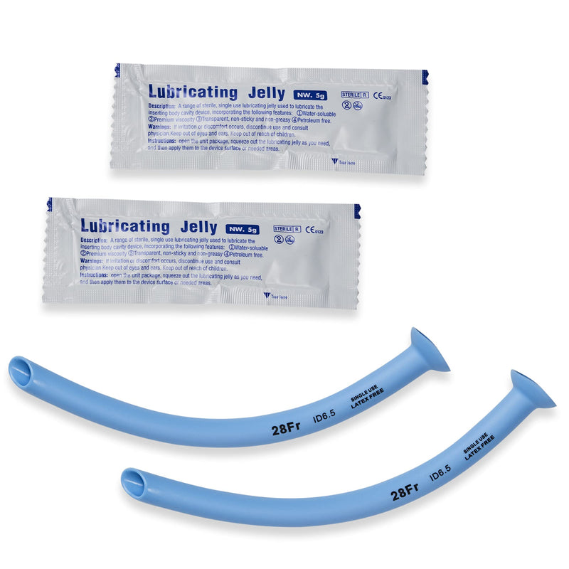 LINE2design Nasal Airway Kit 28F - Medical Nasopharyngeal Management Trauma Airways - First Aid Emergency Rescue Latex Free Respiration Tubes with Lubricating Jelly Packets - Pack of 2 - NewNest Australia