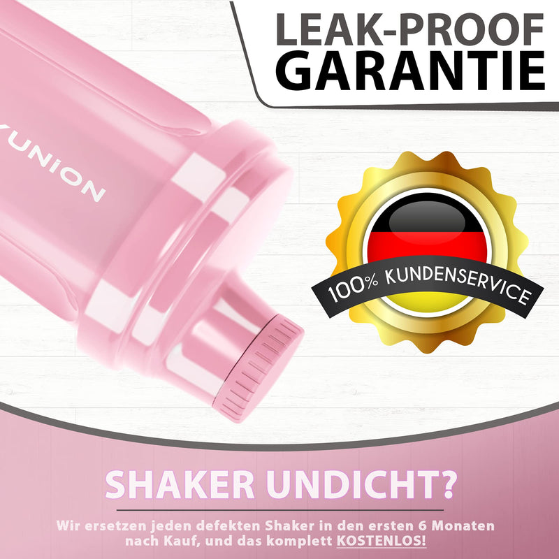 Protein shaker 300 ml “Heaven” leak-proof, BPA free with click-in sieve & scale for creamy whey shakes, gym fitness cup for isolates & sports concentrates, protein shaker, coral pink - NewNest Australia