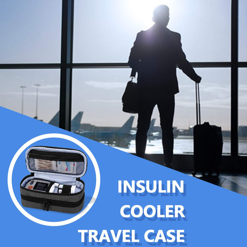 Yarwo Insulin Cooler Travel Case, Double-Layer Diabetic Travel Case with 2 Ice Packs, Diabetic Supplies Organizer for Insulin Pens, Blood Glucose Monitors or Other Diabetes Care Accessories, Black - NewNest Australia