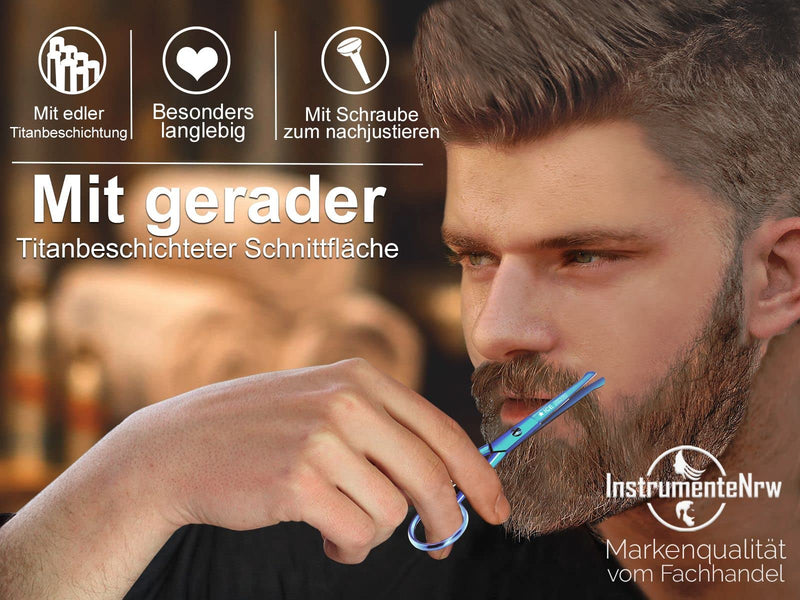 Beard scissors BLUE TITANIUM mustache scissors nose hair scissors with micro-serration - NewNest Australia