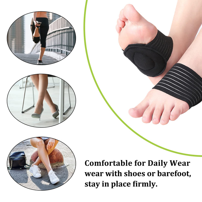 Arch Support, howllydo 2 Pairs Thick Cushioned Compression Foot Arch Support with Comfort Pad, Pain Relief for Plantar Fasciitis, Heel Spurs, Fallen Arches, Flat and Achy Feet Problems for Women & Men Green/Black - NewNest Australia