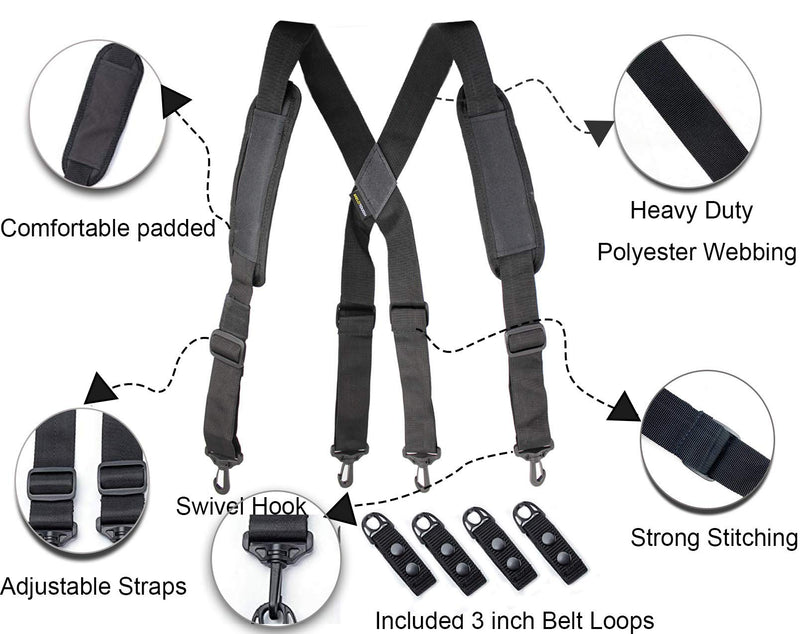 MeloTough Tactical Suspenders ,Police Suspenders for Duty Belt Belt with Padded Adjustable Shoulder Tactical Suspender Black Color - NewNest Australia