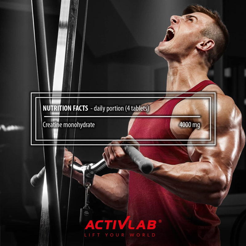 Activlab Creatine Tabs, Creatine Monohydrate 4000 Mg, 300 Tablets, 75 Servings, Pomegranate Flavor, Bodybuilding, Fitness, Cross Fit, Weightlifting, Powerlifting, 3X Laboratory Tested - NewNest Australia
