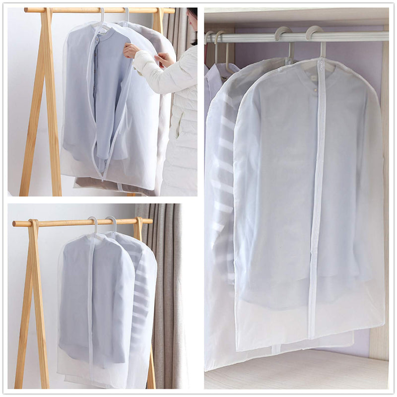 NewNest Australia - Clear Hanging Garment Bag with Study Zipper Plastic Clothing Dust Cover Closet Suit Protector Storage Bags White 4pcs 4 Pack Mix White Zipper 