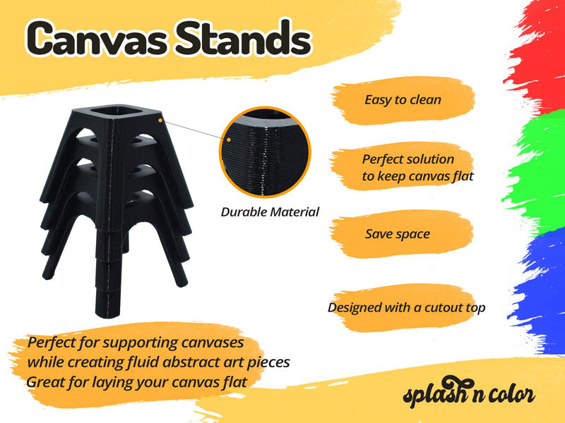 SplashNcolor Canvas Stands for Paint Pouring, Canvas Feet Risers for Acrylic Paint Pouring, 4-Pack (Black, 2 Inches) 2 Inches (Pack of 4) Black - NewNest Australia