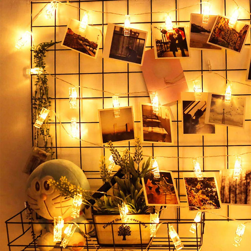 Dopheuor Photo Clip String Lights LED Battery Operated Starry Fairy Copper String Lights with Clips Warm White for Pictures Bedroom Wall Patio Halloween Thanksgiving Christmas Party Wedding Décor 20 Warm-white - NewNest Australia