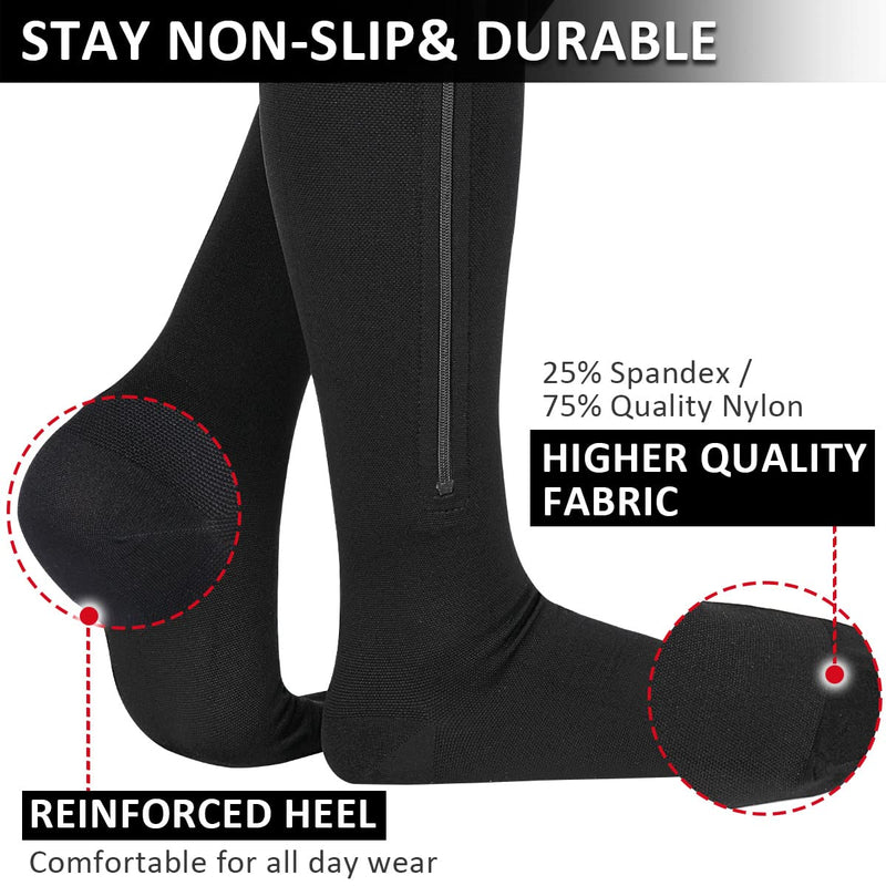 Ailaka Zipper Compression Stockings Medical 15-20Mmhg Compression Stockings For Women Men Support Stockings With Zipper For Varicose Veins Edema Recovery Pregnant - NewNest Australia