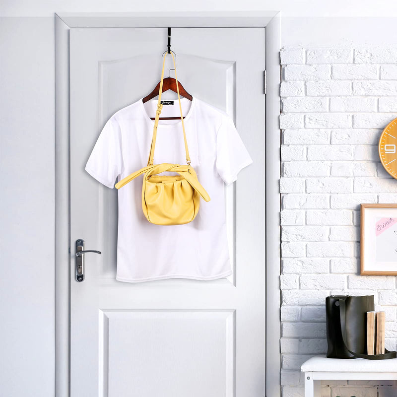 4 Pieces Over Door Hooks Hanger Multi Hanging Storage Organizers Valet Hooks for Coats Clothes Hoodies Hats Scarves Purses Keys Bath Towels Robes and More (Black) Black - NewNest Australia