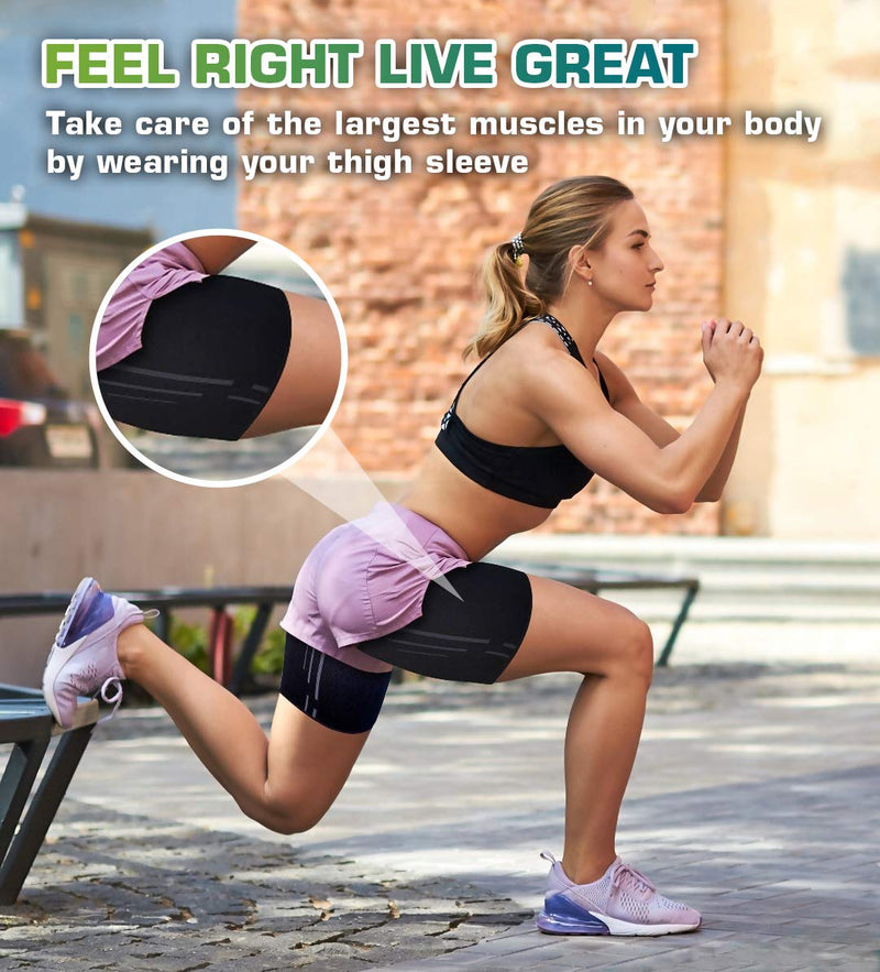 Thigh Compression Sleeve - Hamstring Compression Sleeve (Pair) for Quad & Groin Pain Relief & Recovery - Thigh Brace & Wrap Great for Running & Injury - Anti Slip Sleeves Men & Women (Large) Large Black - NewNest Australia