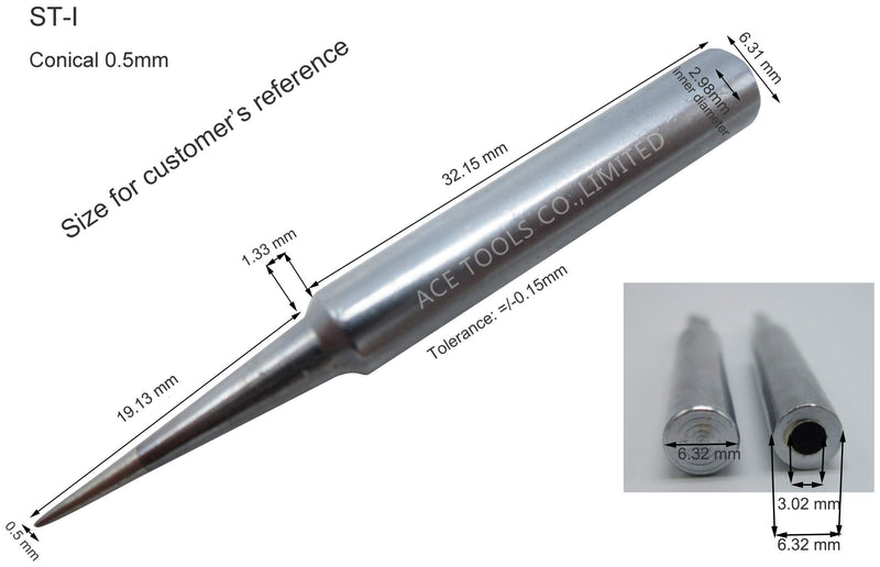 10 PCS WELLER WLC100 ST Soldering Tips Replace on WELLER SP40L SP40N WP25 WP30 WP35, WLC100 (China Made Brand “ACE") - NewNest Australia