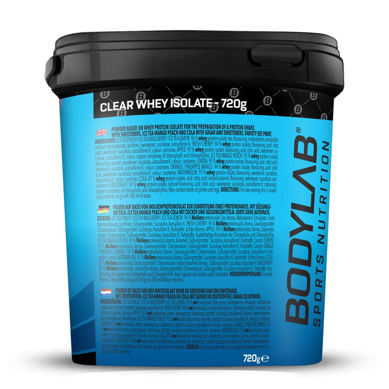 Bodylab24 Clear Whey Isolate, 720 G, Iced Tea Peach Protein Shake Made Of 96% High-Quality Whey Protein Isolate, Refreshing Fruity Drink, Whey Protein Powder Can Support Muscle Building - NewNest Australia