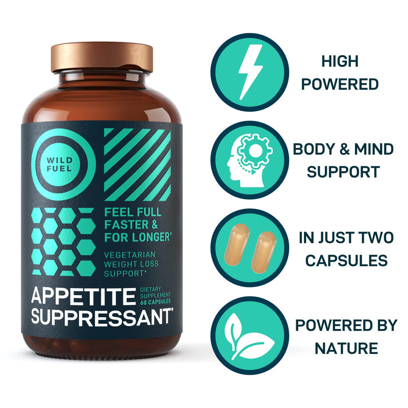 Appetite Suppressant for Weight Loss - Triple-Action Diet Control by Wild Fuel with Garcinia Cambogia and Glucomannan - Manage Cravings, Feel Full Faster, Stay Satisfied Longer - 60 Veggie Capsules - NewNest Australia