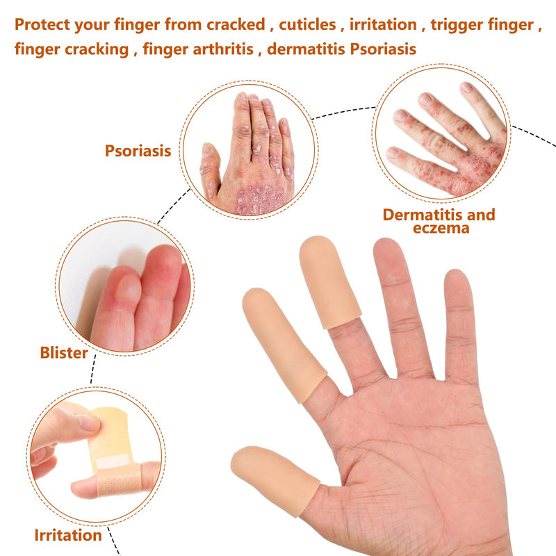 20 PCS Gel Finger Cots, Silicone Finger Protectors, Finger Sleeves for Dry Skin, Rubber Finger Covers for Finger Cracking, Wound, Hand Eczema, Finger Arthritis and More (2 Size, Nude) - NewNest Australia