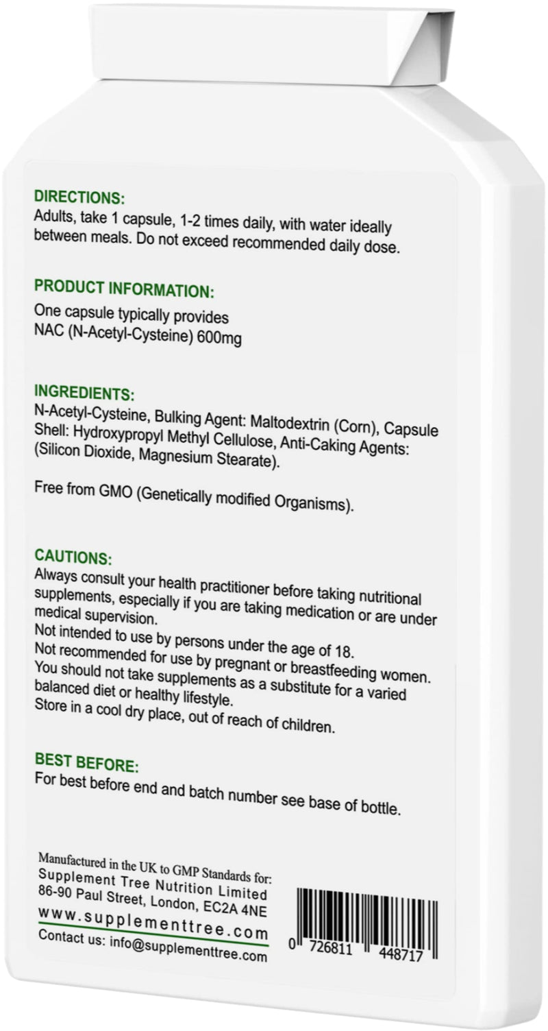 NAC N-Acetyl-Cysteine 600 mg 120 Capsules | Vegan NAC Supplement | High Bioavailability N Acetyl Cysteine Amino Acid Providing Non Toxic Stable Form of L-Cysteine | UK Manufactured - NewNest Australia