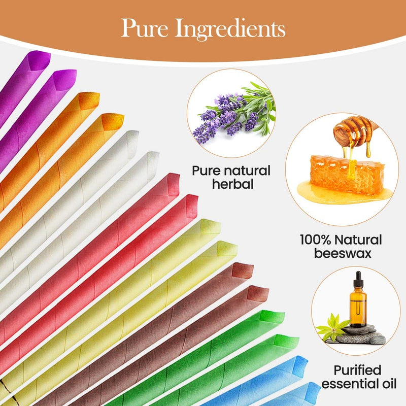 Ear Candles, Happycoco Hopi Ear Candles All Natural Beeswax Canding Cones Ear Wax Remover Candles 100% Non-Toxic Cylinders Fragrance Hollow Cone Candles with(8 Colours)+8 Protective Disks - NewNest Australia