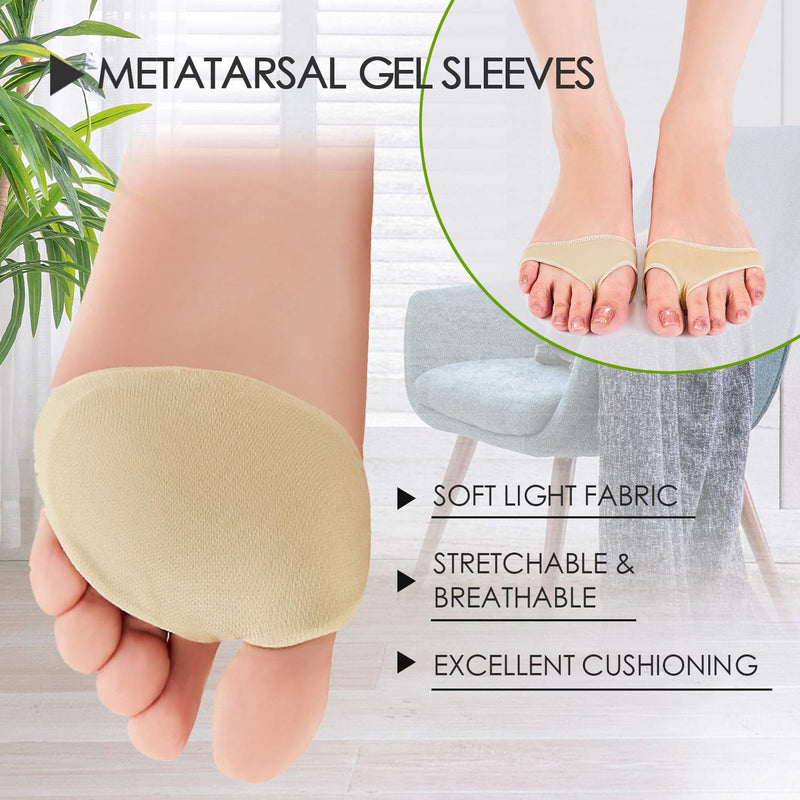 Metatarsal Pads Ball of Foot Cushions Kit - 8pcs- Metatarsal Gel Sleeves & Silicone Ball of Foot Pads - Great for Metatarsalgia, Bunion, Mortons Neuroma & Forefoot Pain Relief (Small) S (Pack of 8) - NewNest Australia
