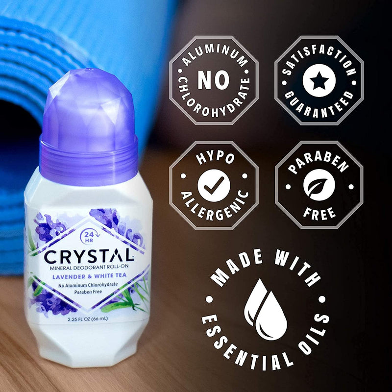 Crystal Mineral Deodorant Roll-On, Lavender & White Tea, Purple, 2.25 Fl Oz 2.25 Fl Oz (Pack of 1) - NewNest Australia