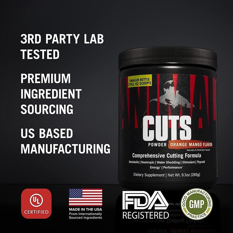 Universal Nutrition Animal Cuts Powder (Orange Mango) Diet & Definition Supplement For Weight Management - Stimulates Metabolism & Reduces Water Retention, With Caffeine & Tyrosine, 42 Servings - NewNest Australia