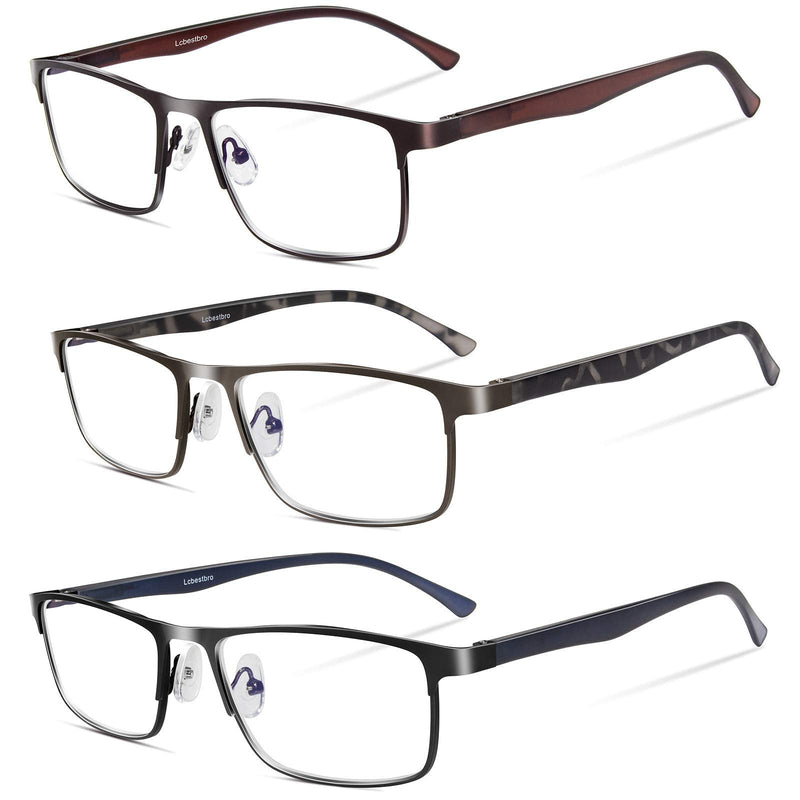 3 Pack Blue light Blocking Reading Glasses for Men, Stylish Metal Frame Readers 3 Pack Mix Color 1.0 x - NewNest Australia