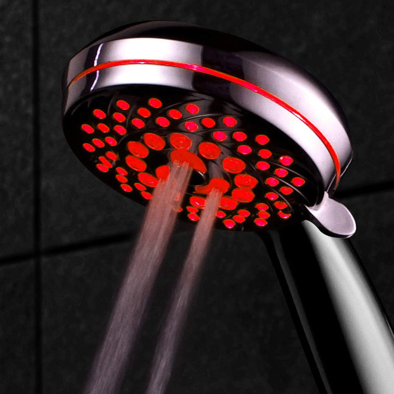 HotelSpa SpectrumTM Ultra-Luxury 7-setting / 7-color LED Handheld Shower-Head with Chrome Face. 7 colors of LED Lights change automatically every few seconds. - NewNest Australia