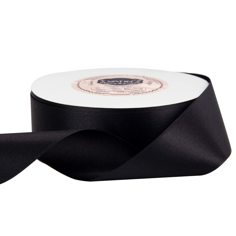 VATIN 1-1/2 inch Wide Double Face Solid Satin Ribbon Roll - 50-Yards ( Black) 1-1/2" x 50 Yards - NewNest Australia