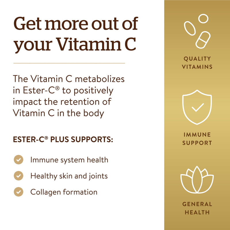 Solgar Ester-C Plus 500 mg Vitamin C (Ascorbate Complex) - Gentle & Non Acidic - Antioxidant & Immune Support - 100 Vegetable Capsules (100 Servings) 100 Count - NewNest Australia
