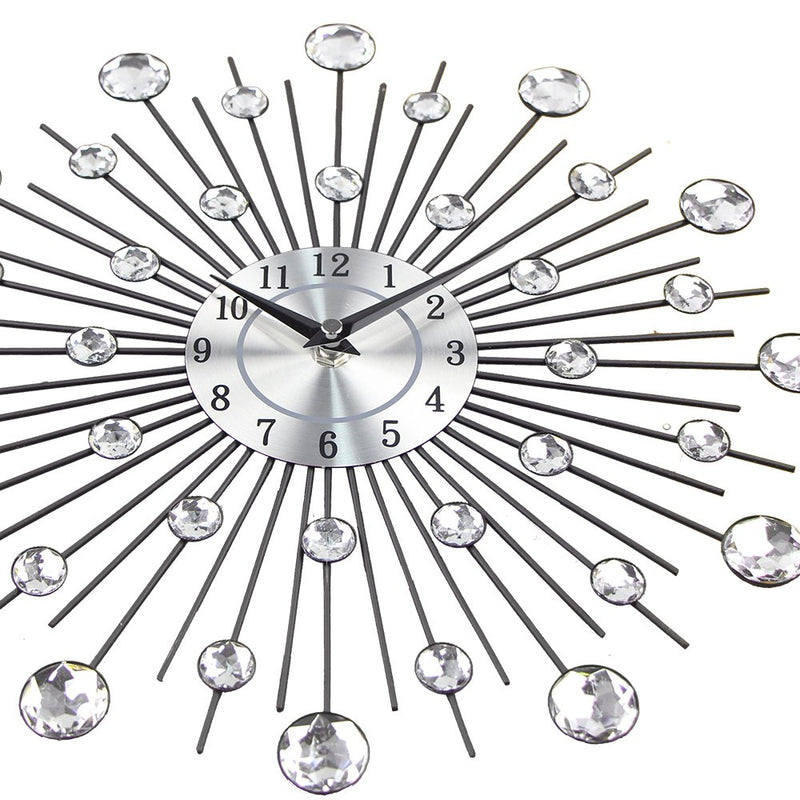 NewNest Australia - Timelike Crystal Wall Clock - Celebration Decorative Metal Wall Clock Linear Radiation 