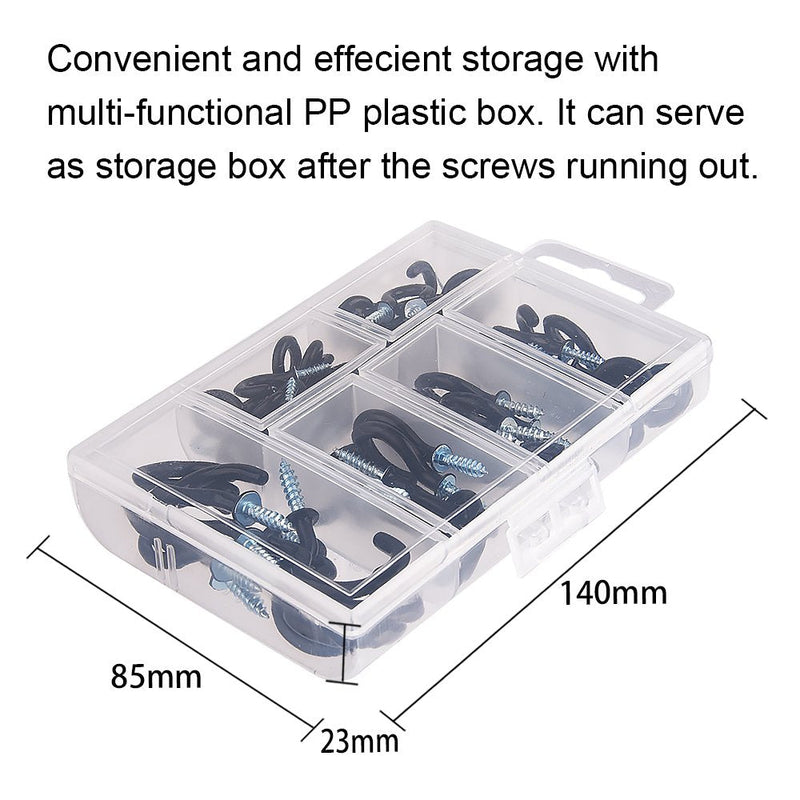 KUUQA Cup Hook Kit Black Vinyl Coated Ceiling Screw Mug Hooks, 70 Pieces, 6 Sizes 70pcs - NewNest Australia