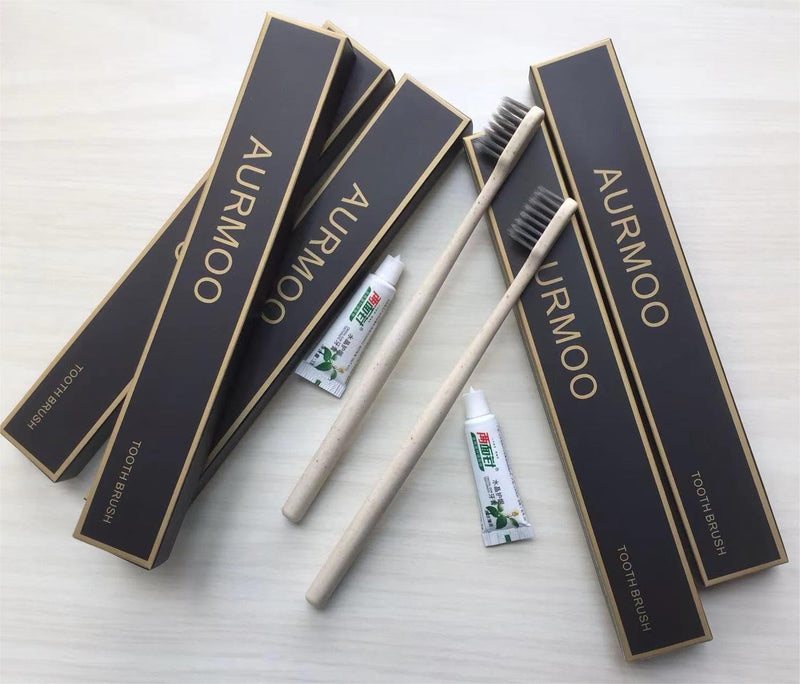 Disposable Toothbrushes, Manual Toothbrush, 20 Set Of Sustainable & Disposable Toothbrushes With Toothpaste Set, Biodegradable, Vegan & Bpa Free, Individually Packaged, Round Toothbrush Handle. 20/R - NewNest Australia