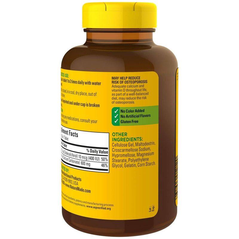 Nature Made Calcium 600 mg Tablets with Vitamin D3, 220 Count Value Size (Packaging May Vary) - NewNest Australia