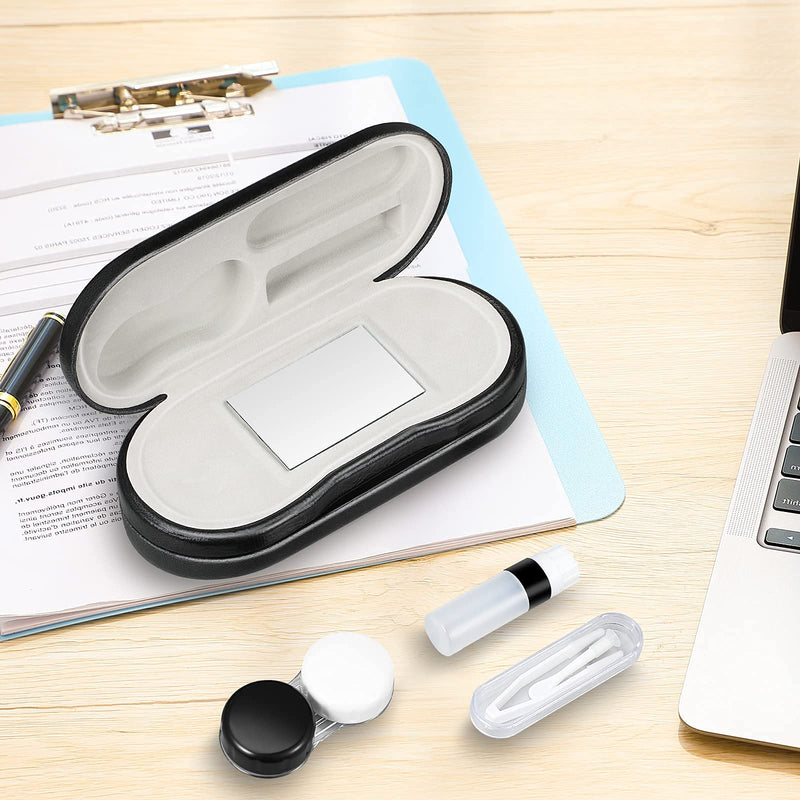 Kenobee Glasses Case, Contact Lens Case With Mirror, Tweezers And Suction Cup, Portable Double-Sided 2 In 1 Glasses Case, Contact Lens Case For Glasses, Reading Glasses, Contact Lenses (Black). - NewNest Australia