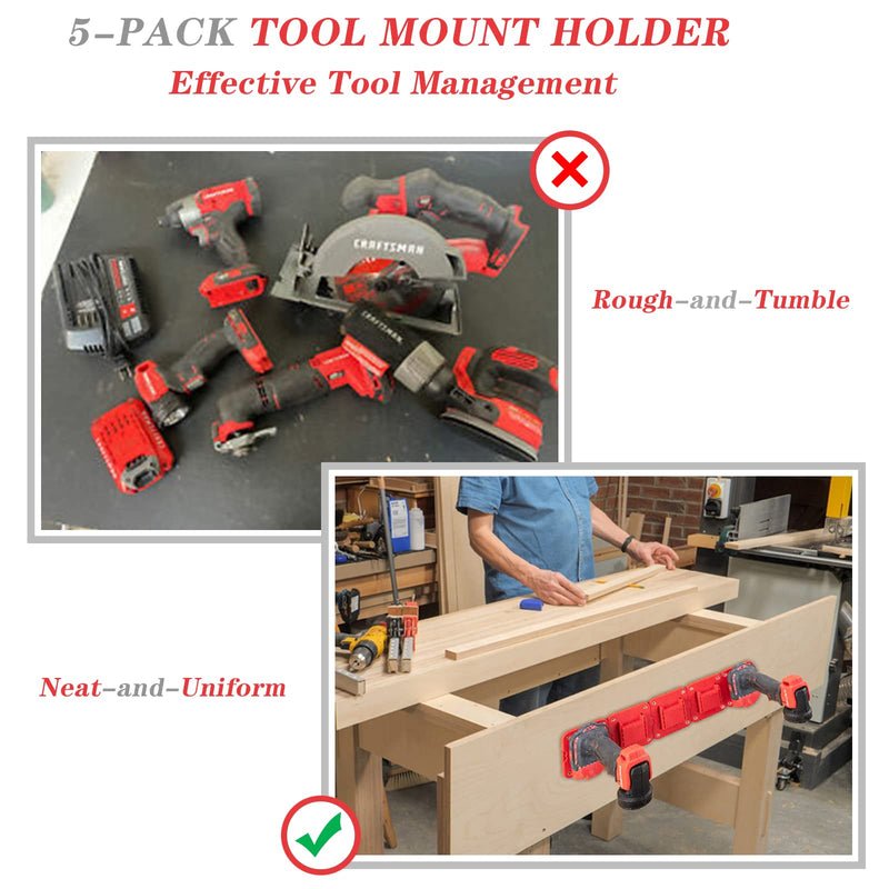 5 Packs Tools Drill Mount Holder, Fit for V20 Craftsman 20V Li-ion Drill Tools Holder Dock Hanger with 20 Screws(No Tool) - NewNest Australia