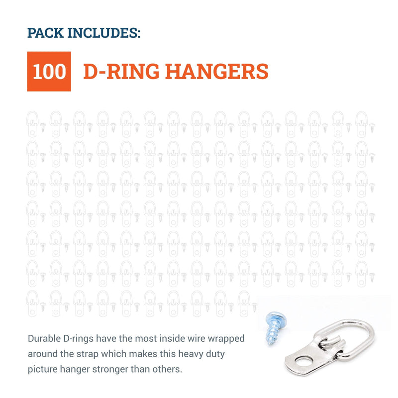 D Ring Picture Hangers with Screws - 100 Pack - Bulk D Rings - Pro Quality d-Rings - Picture Hang Solutions - NewNest Australia