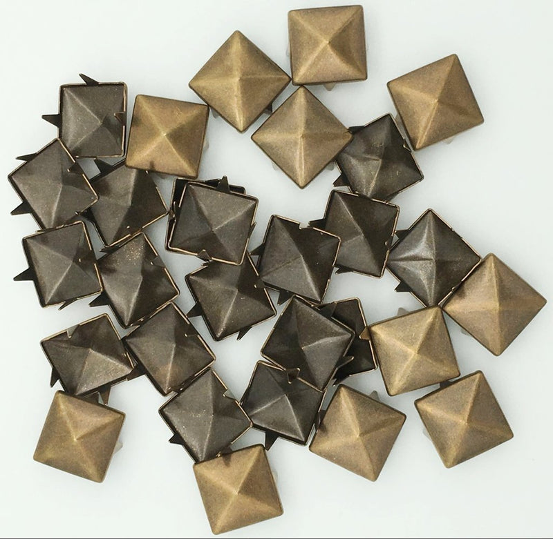 100pcs 10mm Square DIY Leathercraft Metal Punk Spikes Spots Pyramid Studs Nailheads (Bronze) Bronze - NewNest Australia