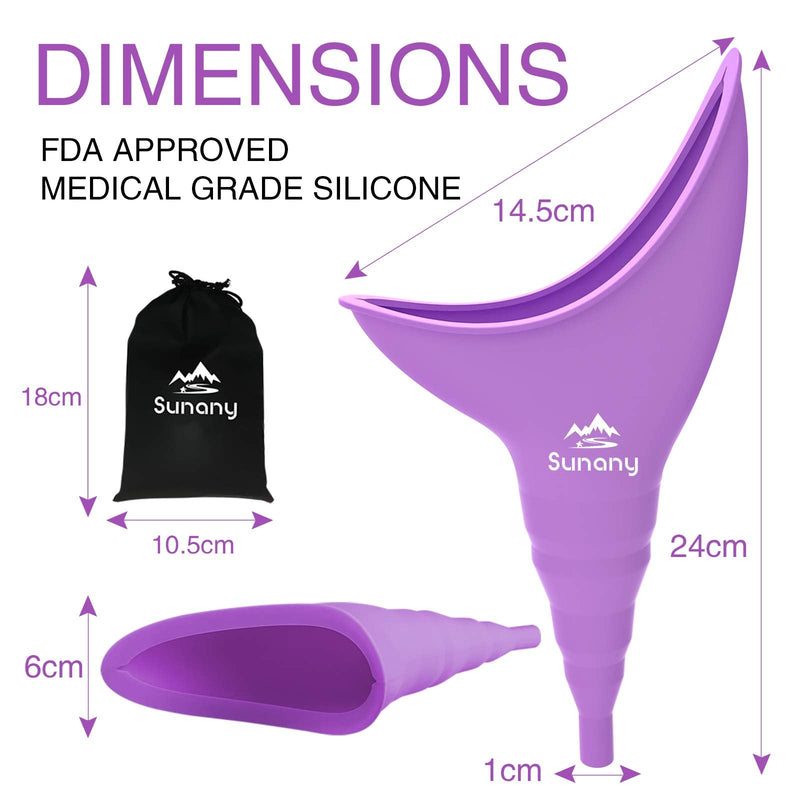 Female Urination Device,Reusable Silicone Female Urinal Foolproof Women Pee Funnel Allows Women to Pee Standing Up,Women's Urinal with Drawstring Bags is The Perfect Companion for Travel and Outdoor purple - NewNest Australia