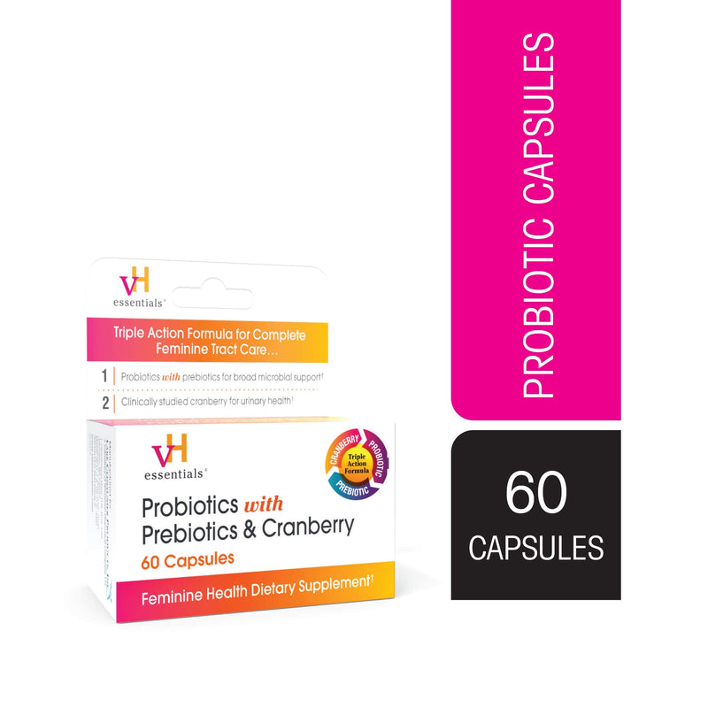 vH essentials Probiotics with Prebiotics and Cranberry Feminine Health Supplement - 60 Capsules 60 Count (Pack of 1) - NewNest Australia