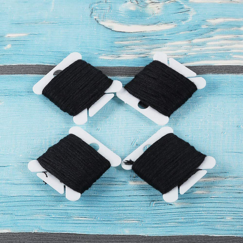 Pllieay 24 Skeins Black Embroidery Threads Cotton Embroidery Floss Friendship Bracelets Floss with 12 Pieces Floss Bobbins for Halloween Knitting, Embroidery Stitching and Cross Stitch Project - NewNest Australia